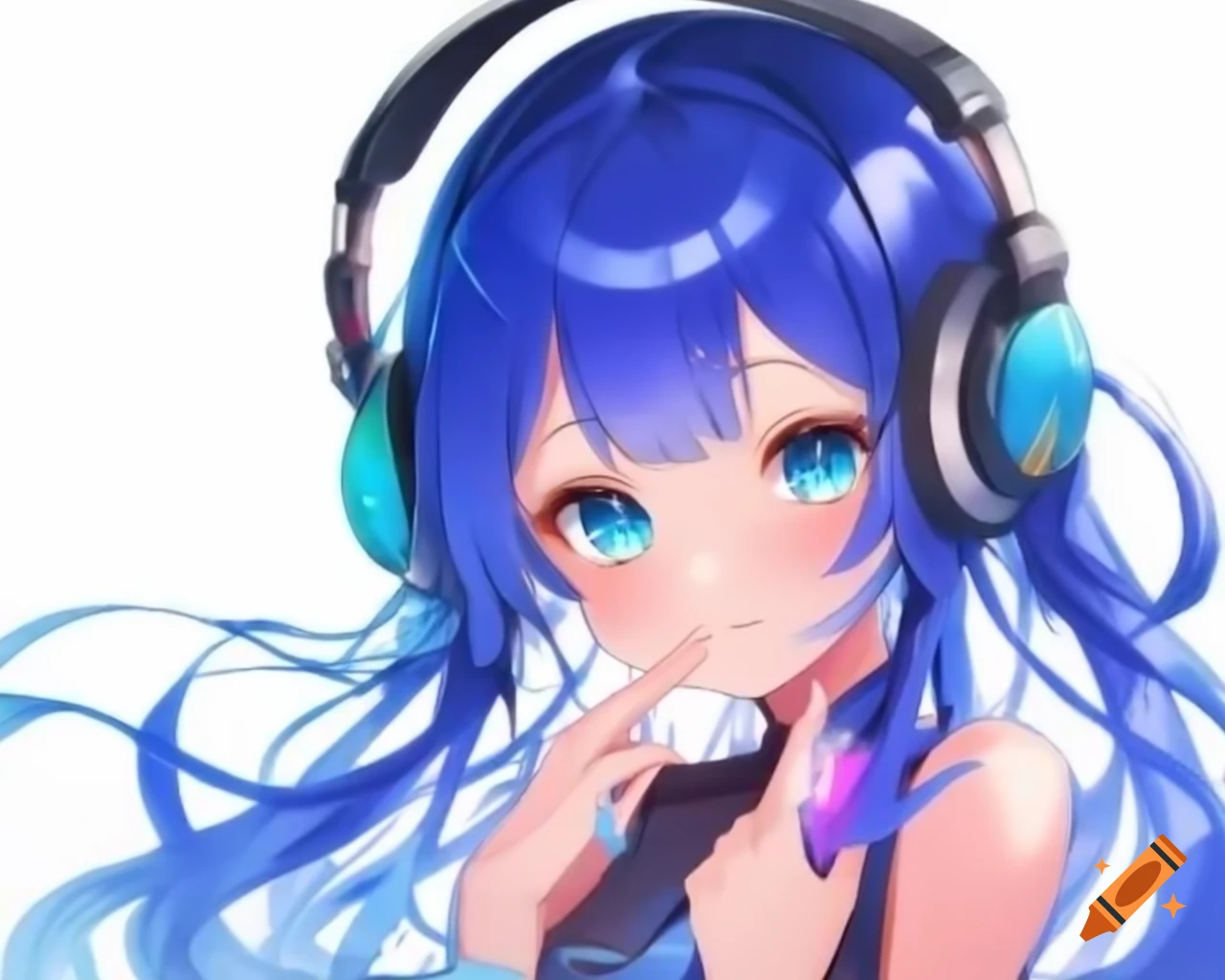 Anime Girl With Blue Hair And Headphones Wallpapers Wallpaper Anime