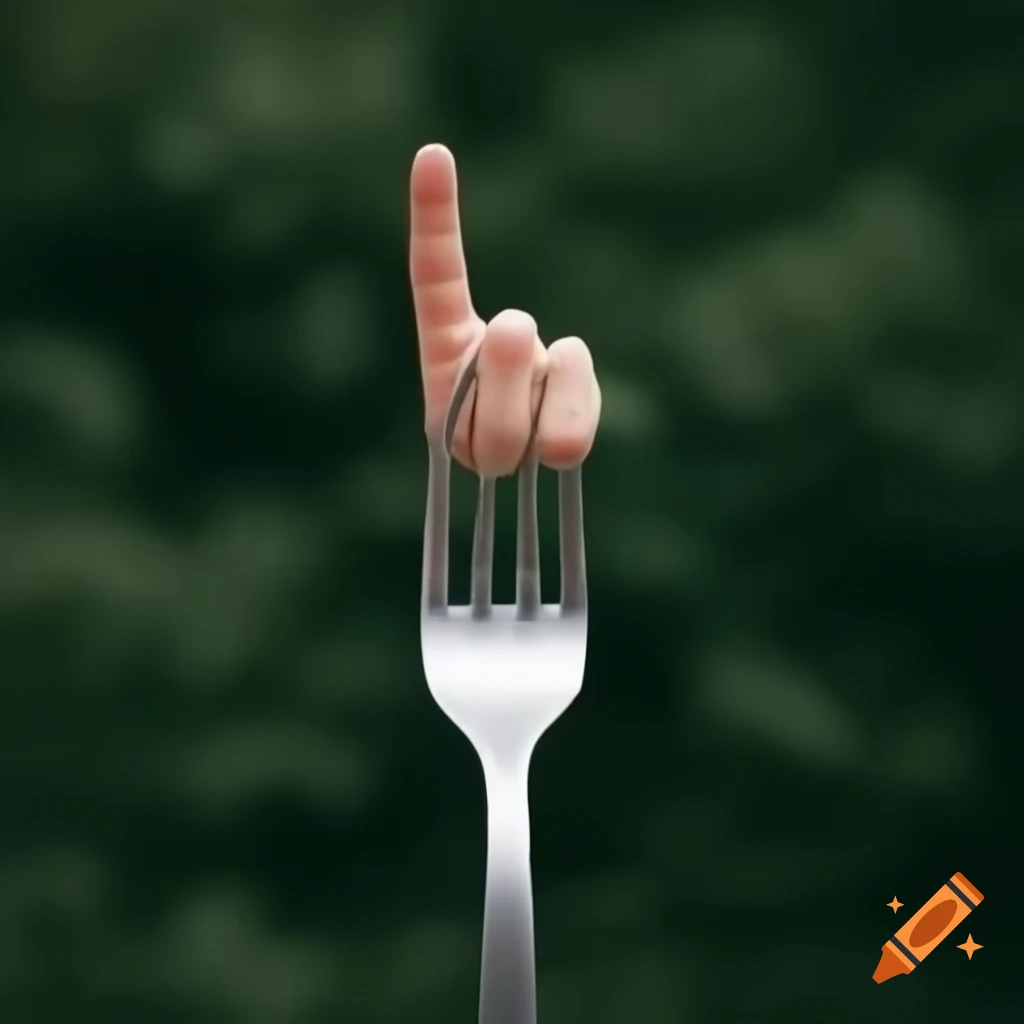 Finger holding a fork