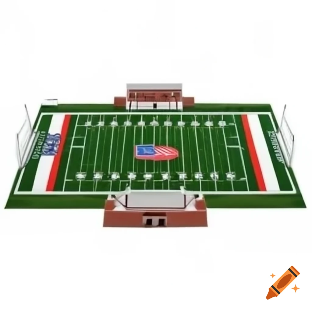 Detailed miniature American football field with realistic proportions and yard lines