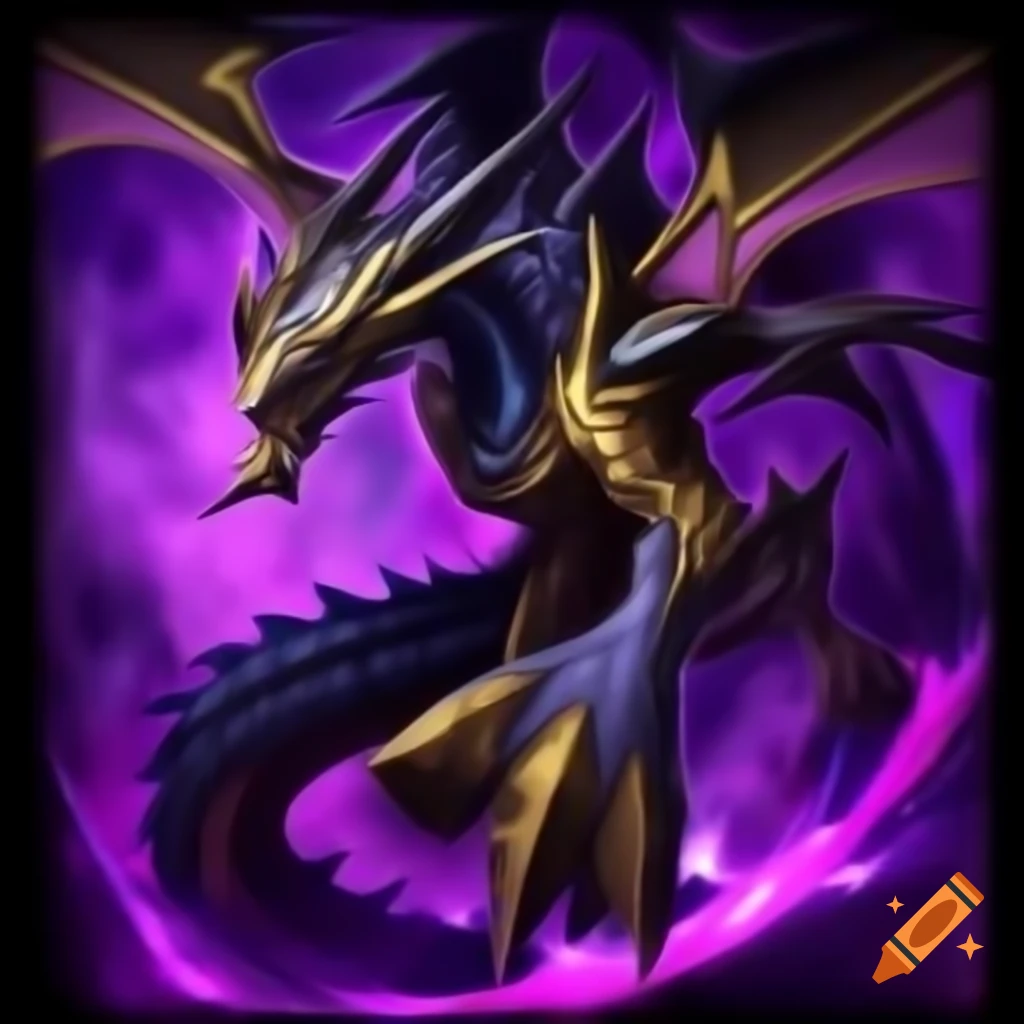 Yu-Gi-Oh! card art featuring Neo-Spacian Destruction Chimera with darkness and fire elements and purple flame background