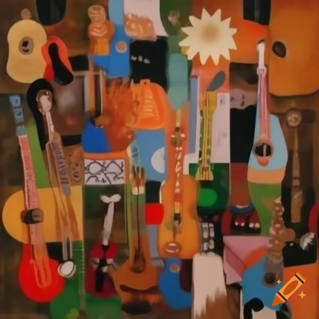 Drawing of Misa Criolla musical instruments with bandoneon, guitar, and ...