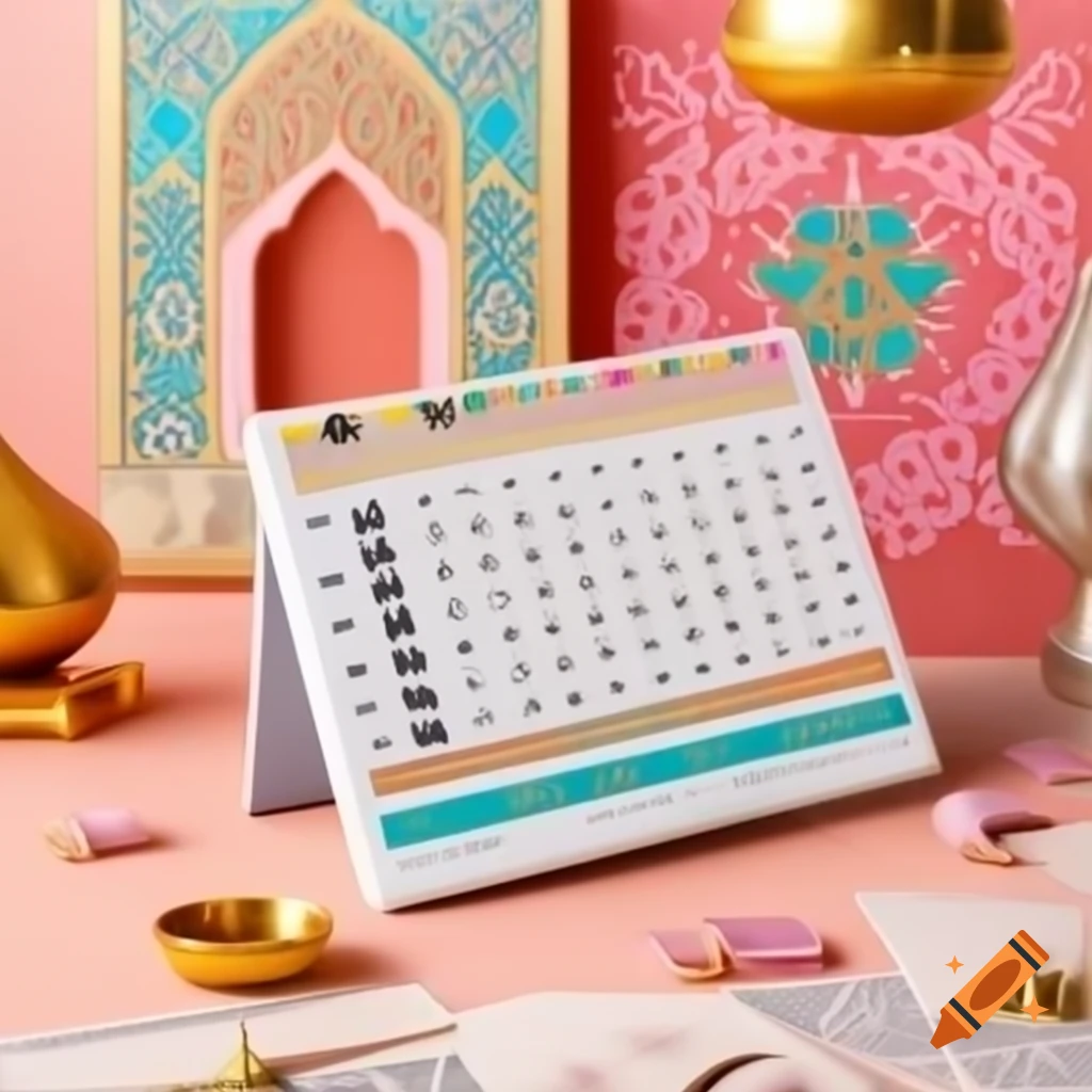 Beautifully designed Islamic calendar 2025 with floral mandala and bilingual text