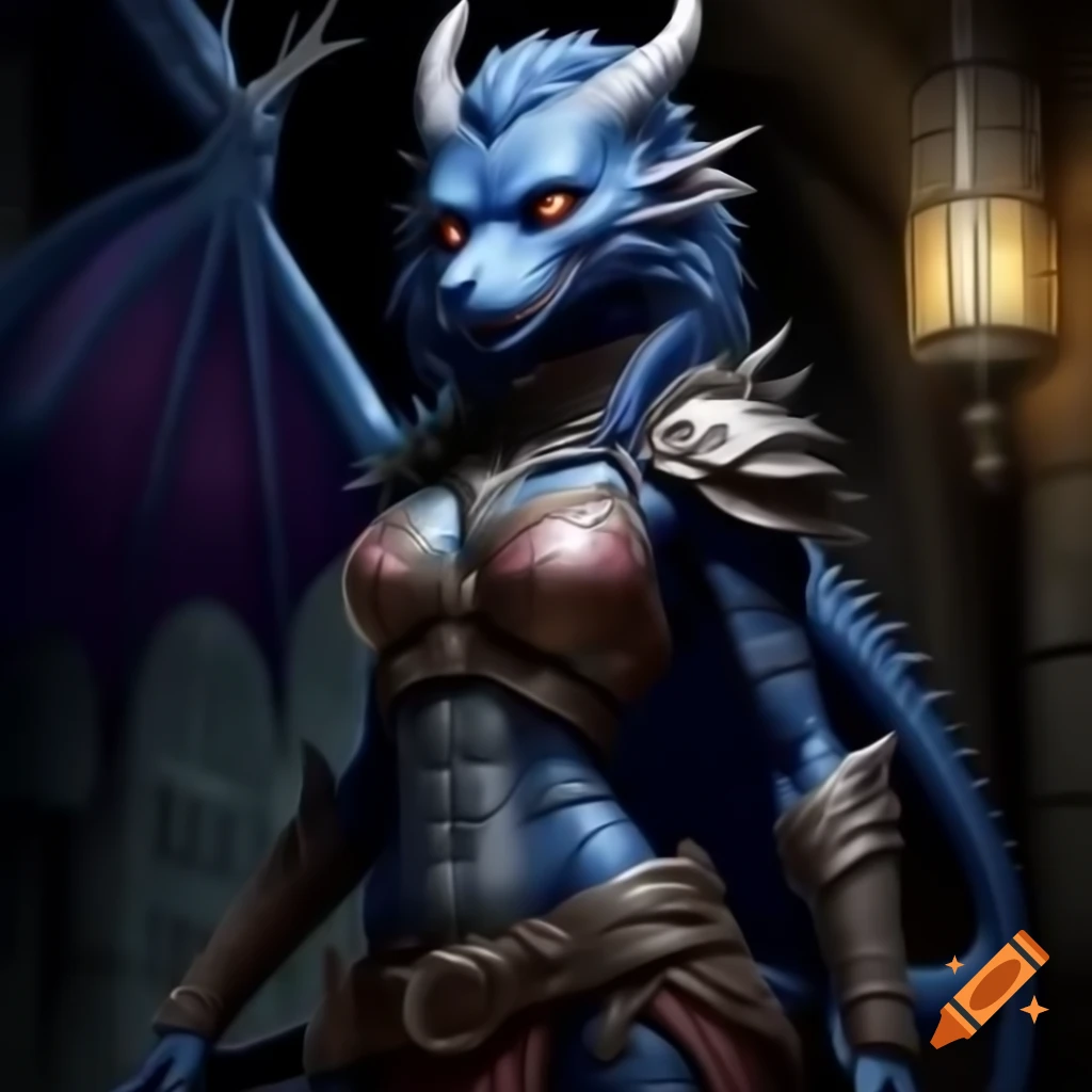 Anthro female ender dragon character in a dungeon setting