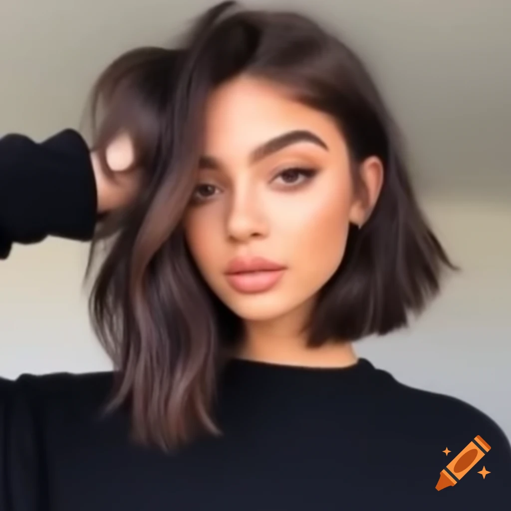 Beautiful young woman with asymmetrical bob hairstyle and shaved ...