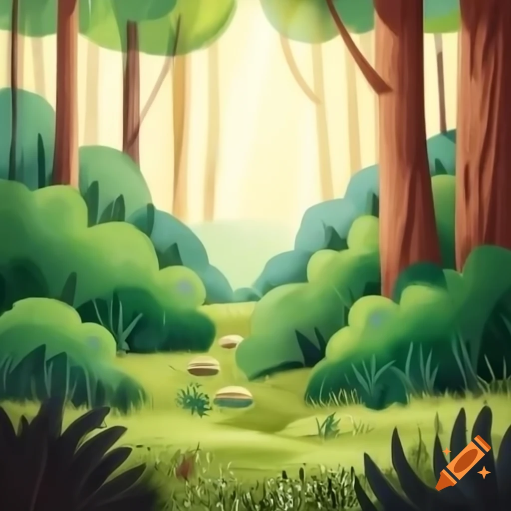 Realistic doodle illustration of a forest