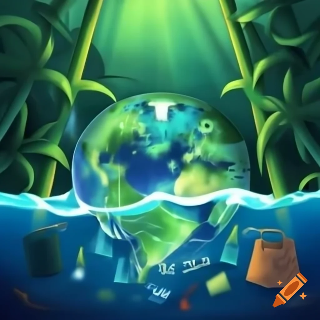 Ocean divided: polluted side with plastic waste, clean vibrant side with marine life