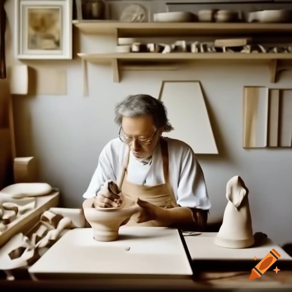 Sculptor in sunlit studio crafting lifelike clay masterpieces