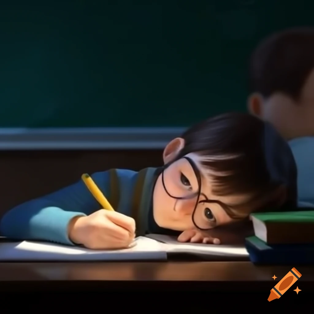 Student focused on homework in a quiet environment
