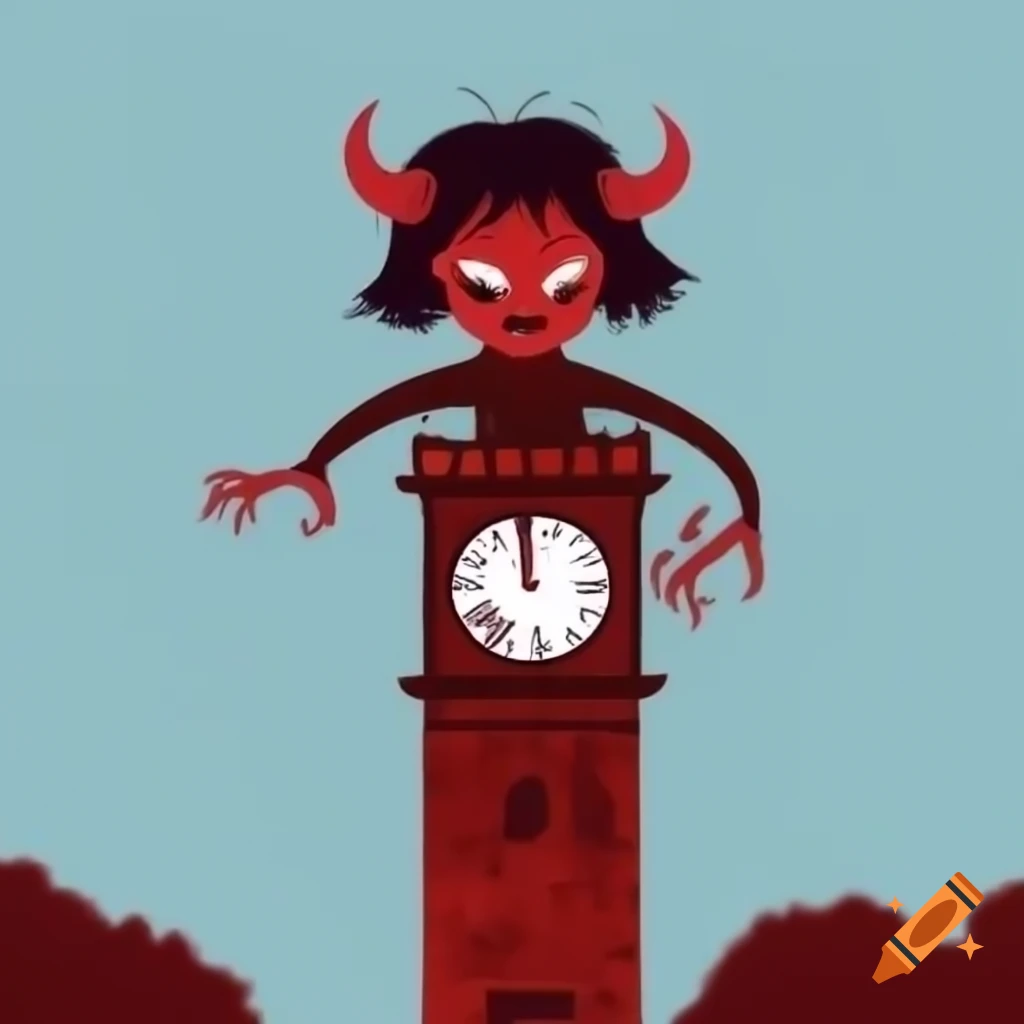 Demon wearing human face mask in clip art style on Craiyon