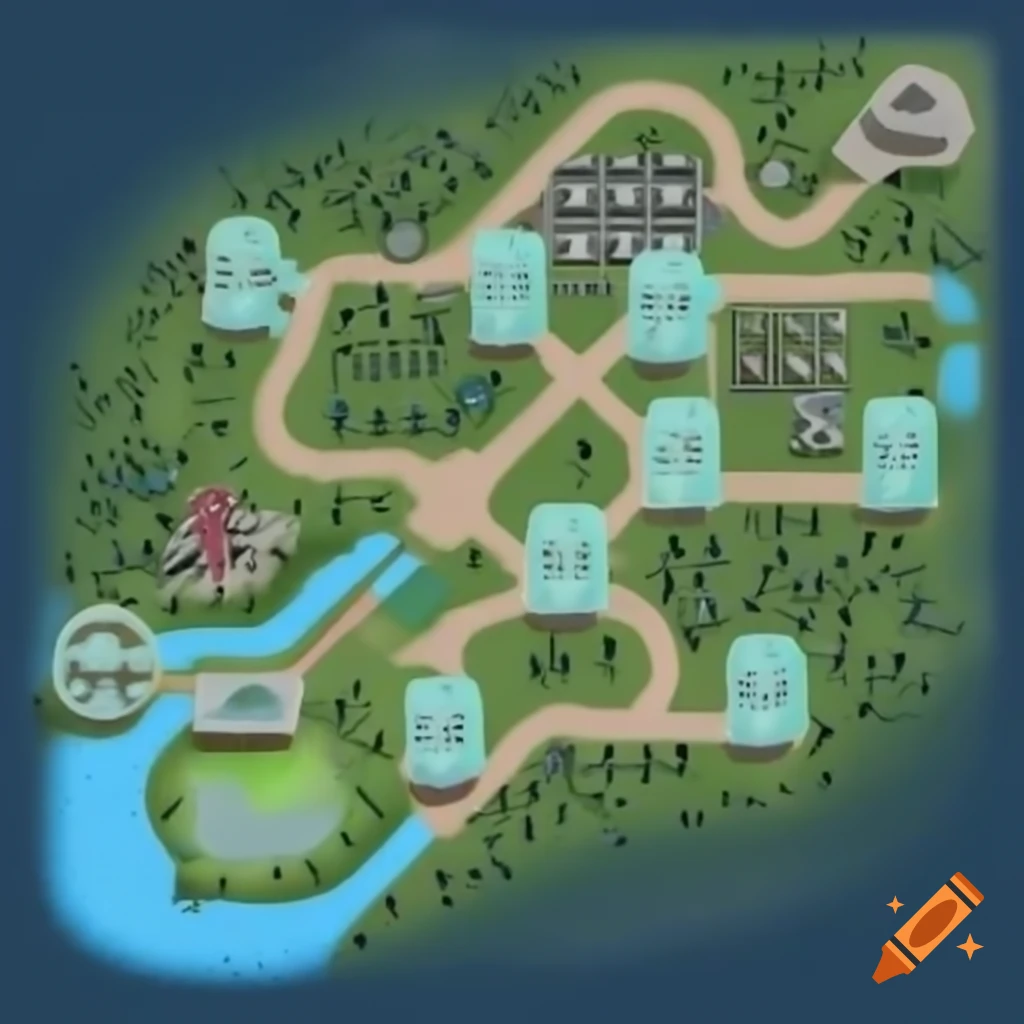 Bird's eye view layout of a city designed to address environmental issues