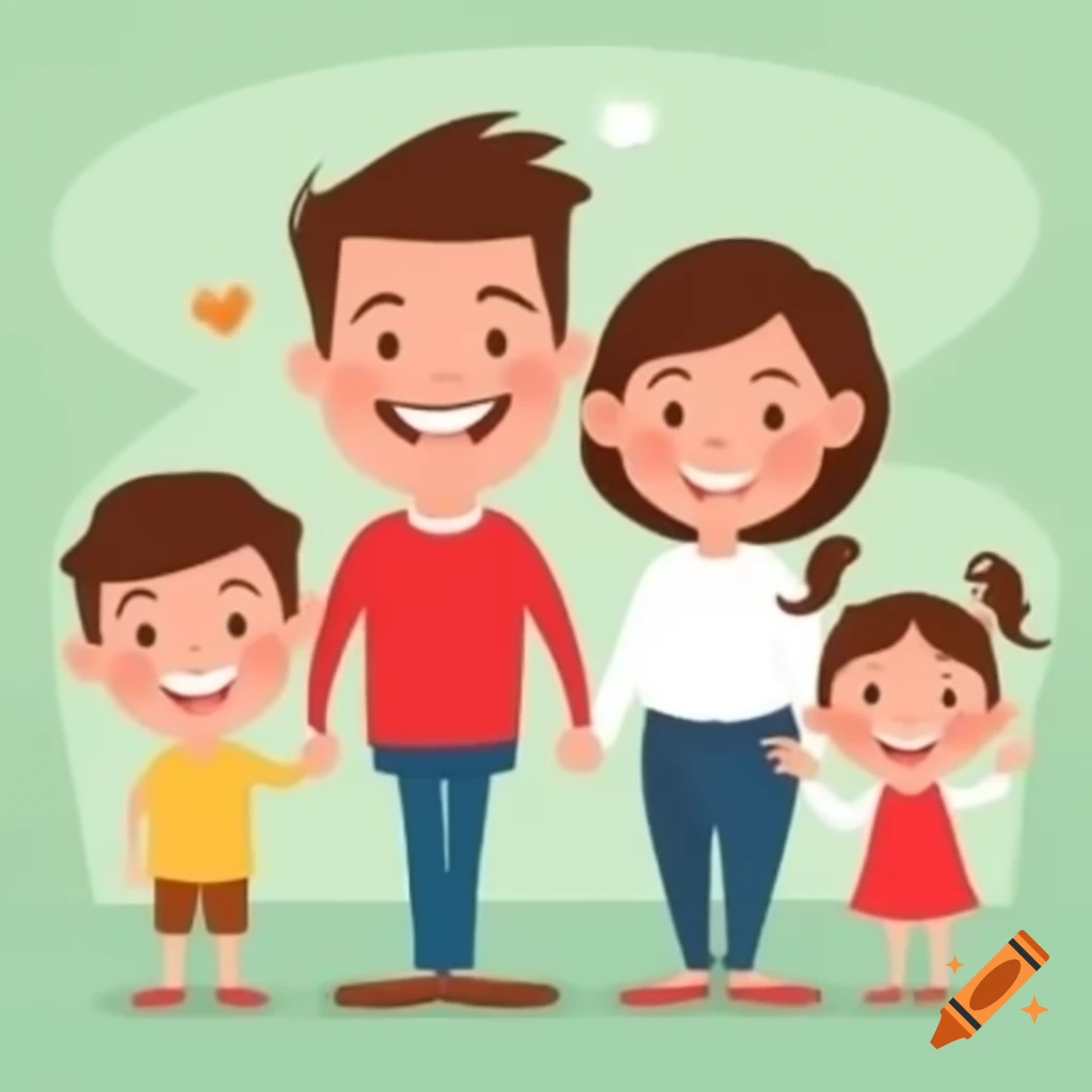 Happy Latin family with parents and two kids