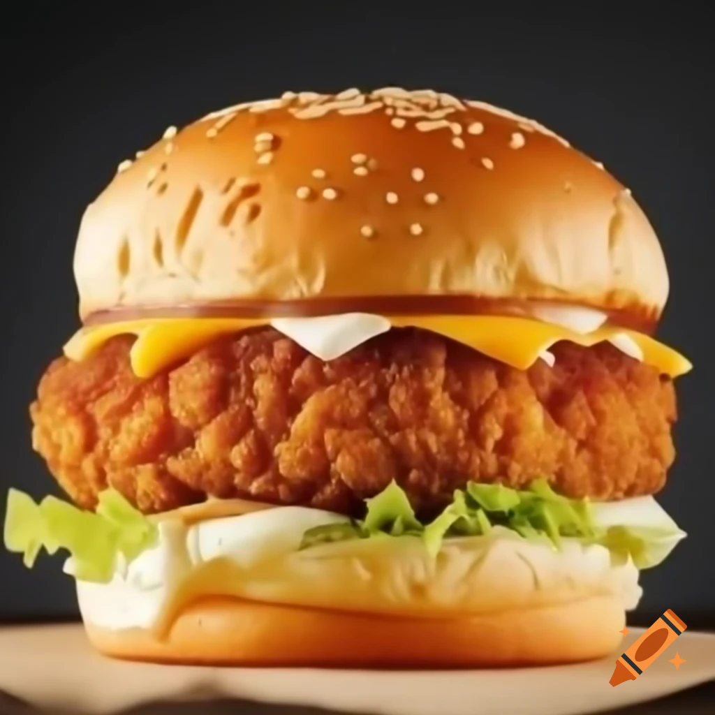 Burger with crispy fried patty, lettuce, cheese, and Chick-fil-A sauce