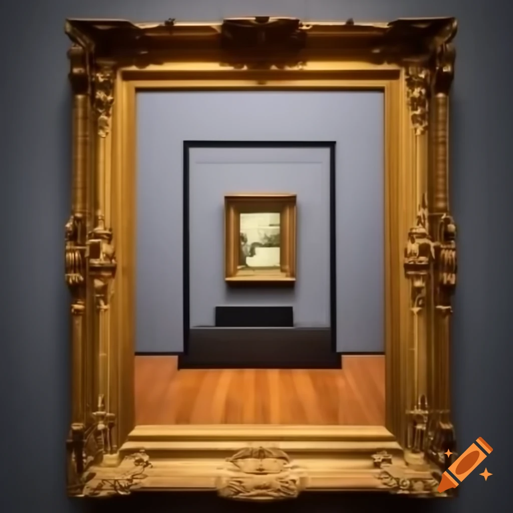 Empty frame in the center of a stylish art gallery