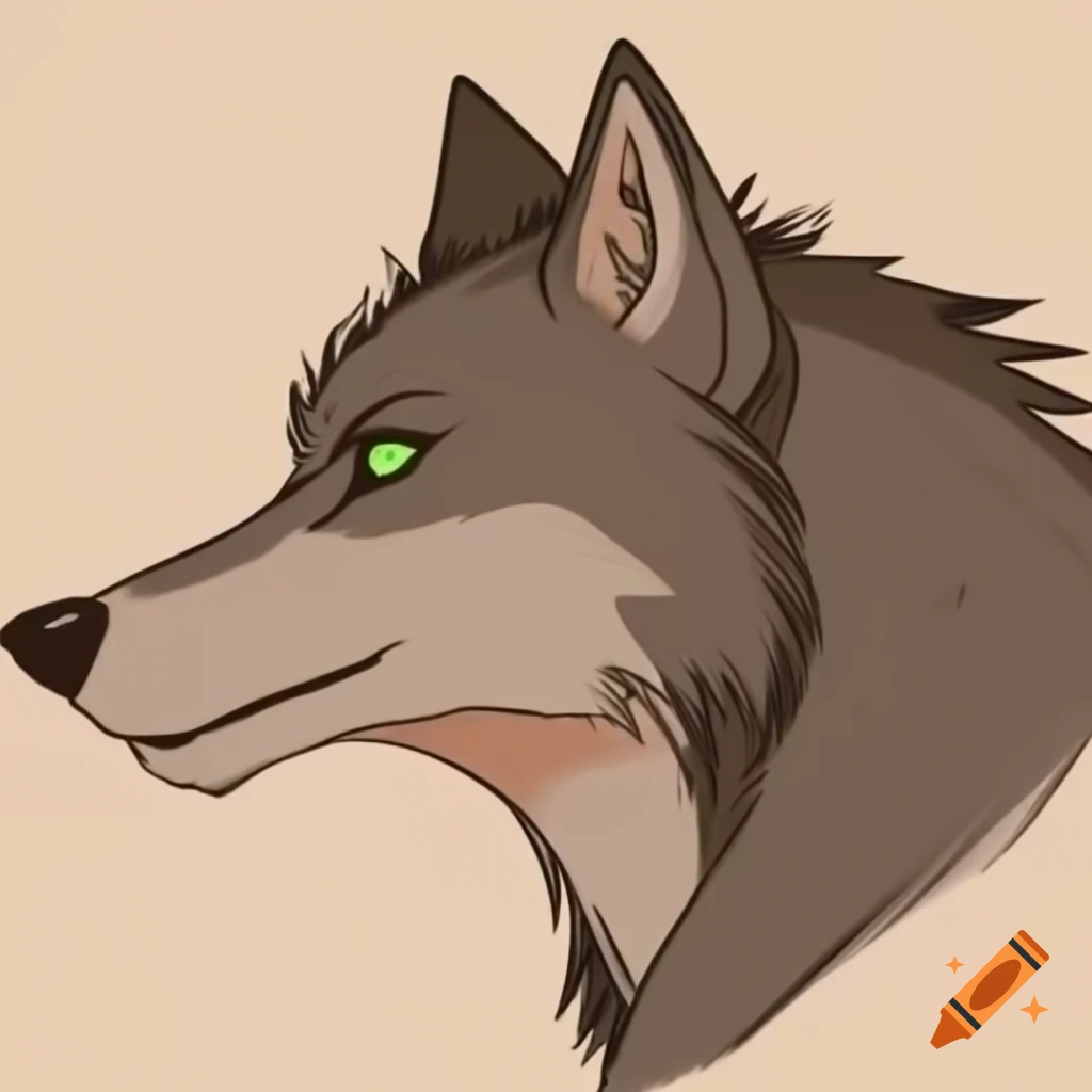 Close-up of female werewolf profile with light brown fur and green eyes