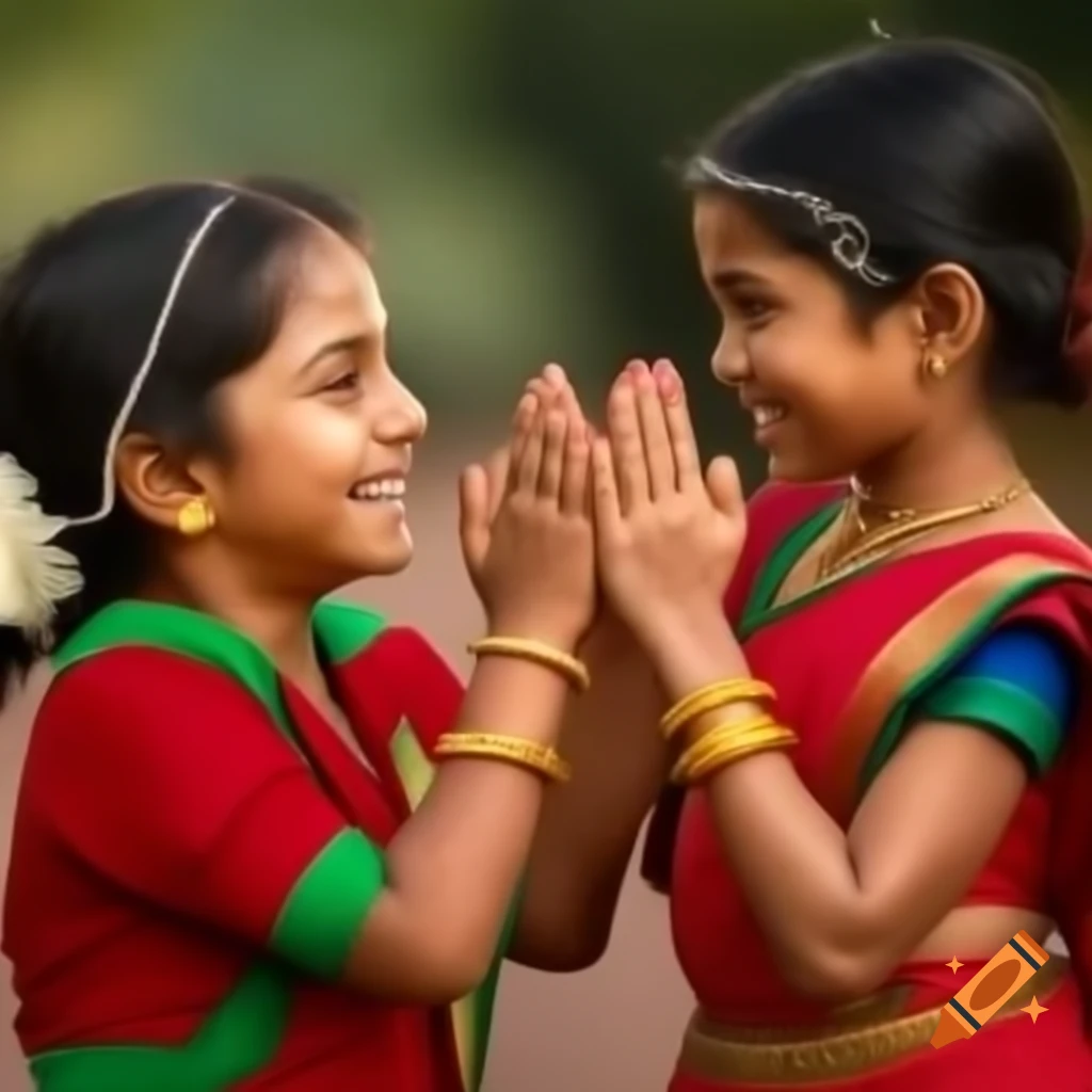 Pongal celebration greeting in Tamil featuring children