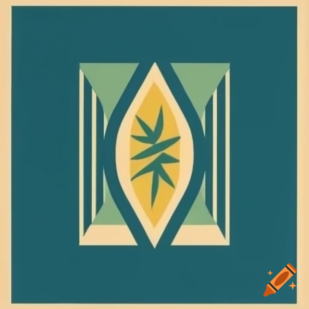 Classic logo design featuring stylized leaf in traditional graphic style