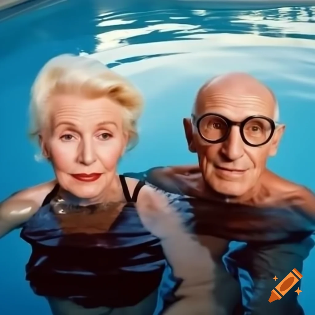 Older couple near swimming pool