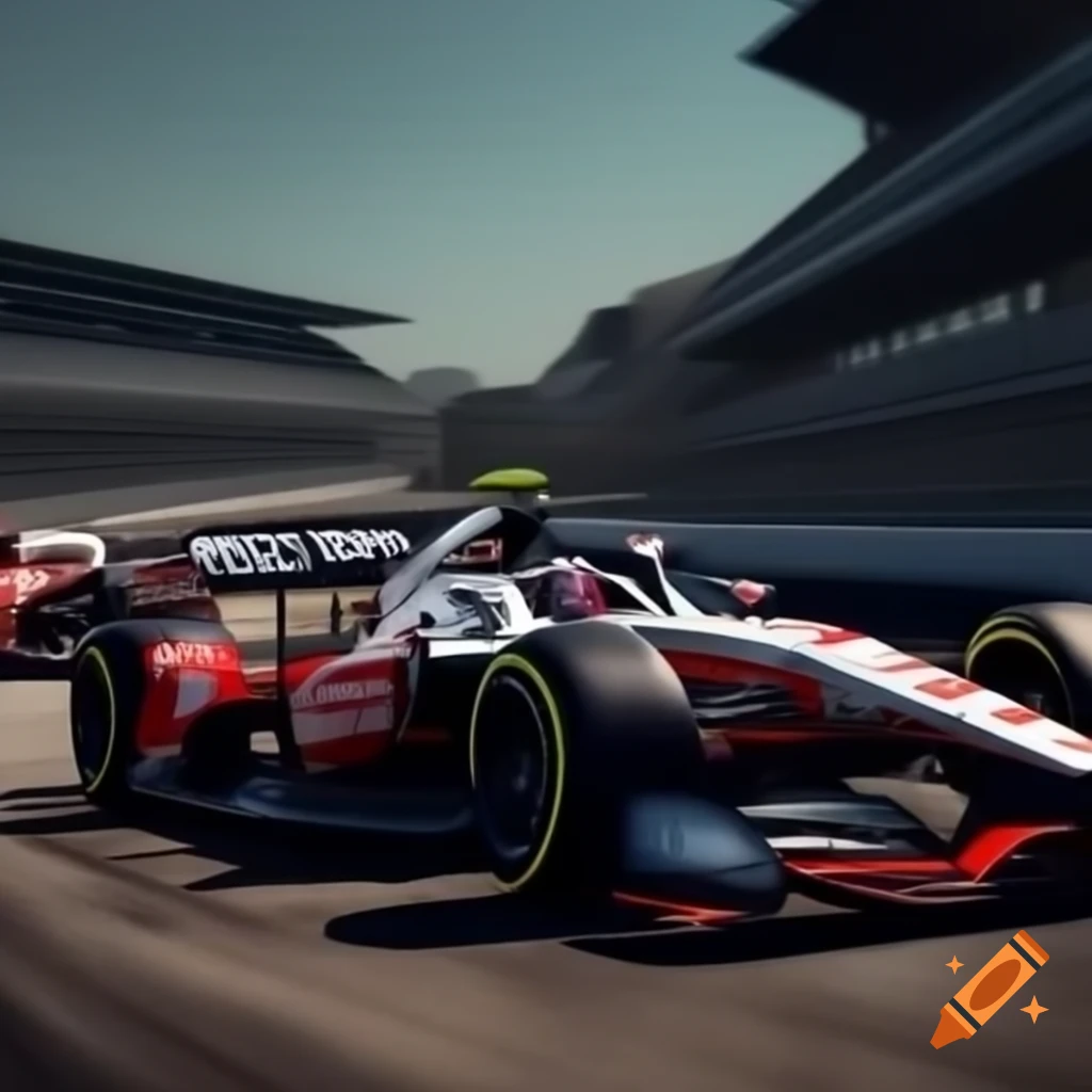 Race car speeding on track