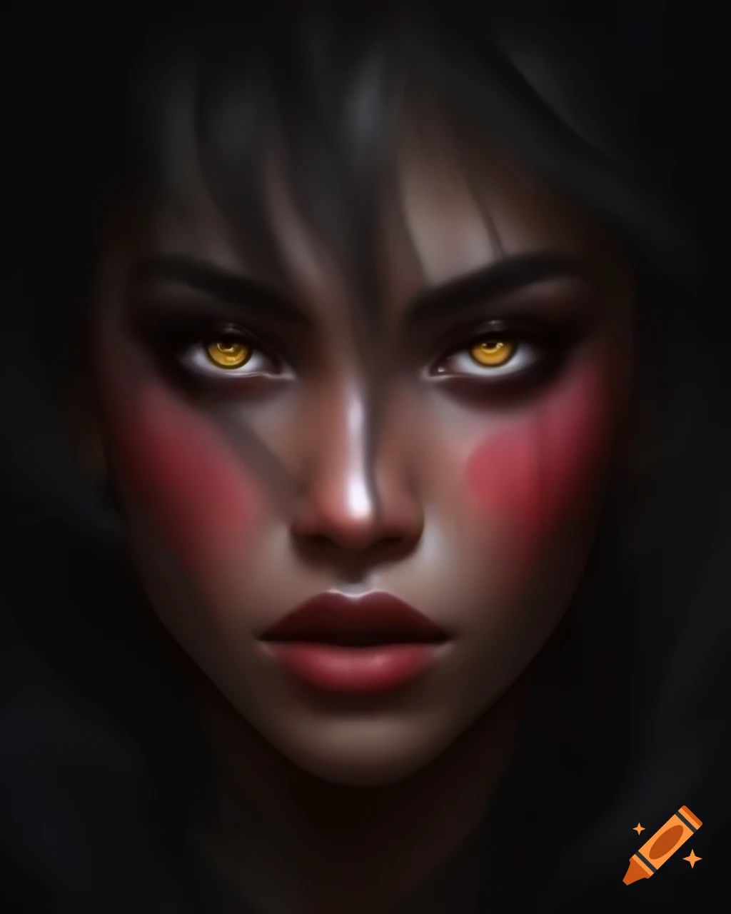 Captivating portrait of a woman with expressive eyes and dark hair on ...