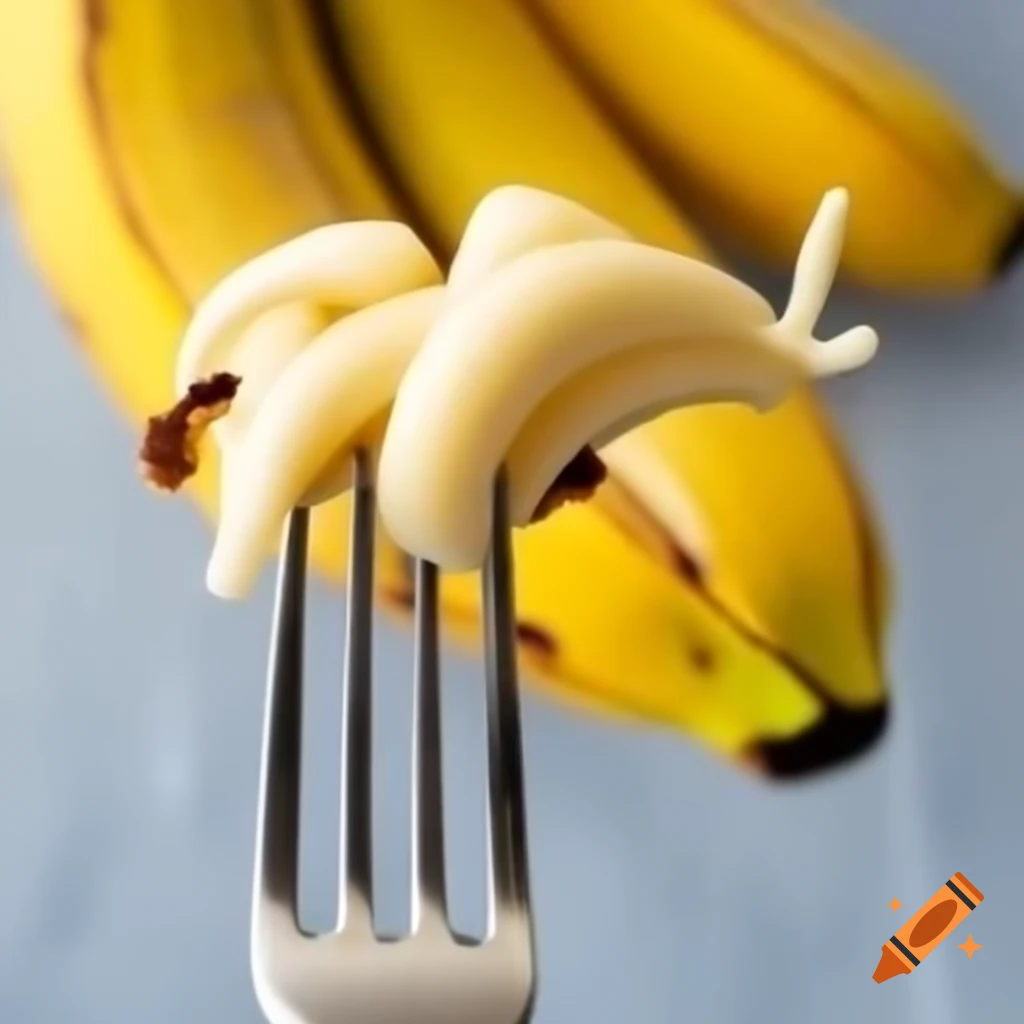 Banana used creatively as a fork substitute