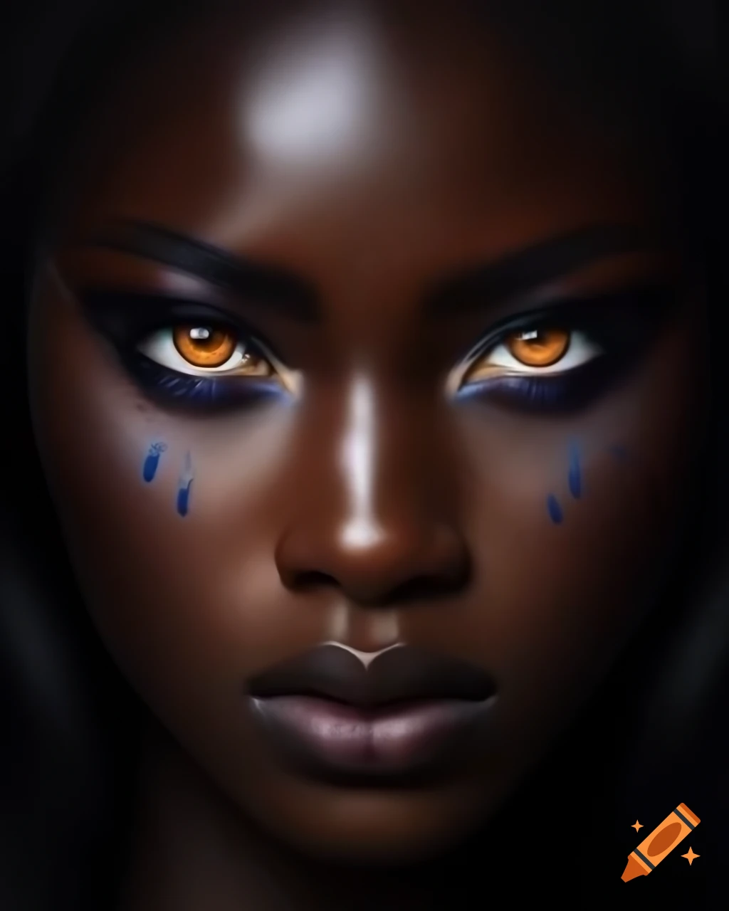 Captivating portrait of a woman with expressive eyes and dark hair on ...