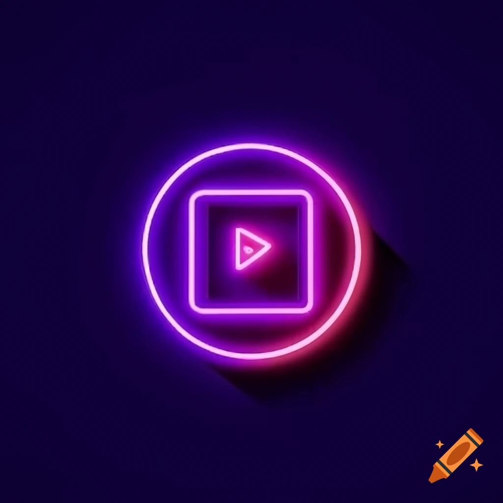 Neon purple and pink digital icon for video creating and editing