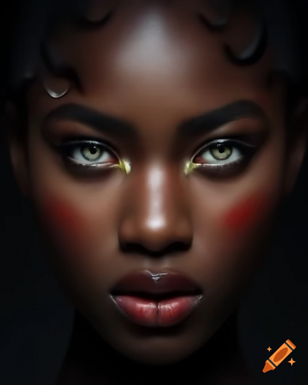 Captivating portrait of a woman with expressive eyes and dark styled ...
