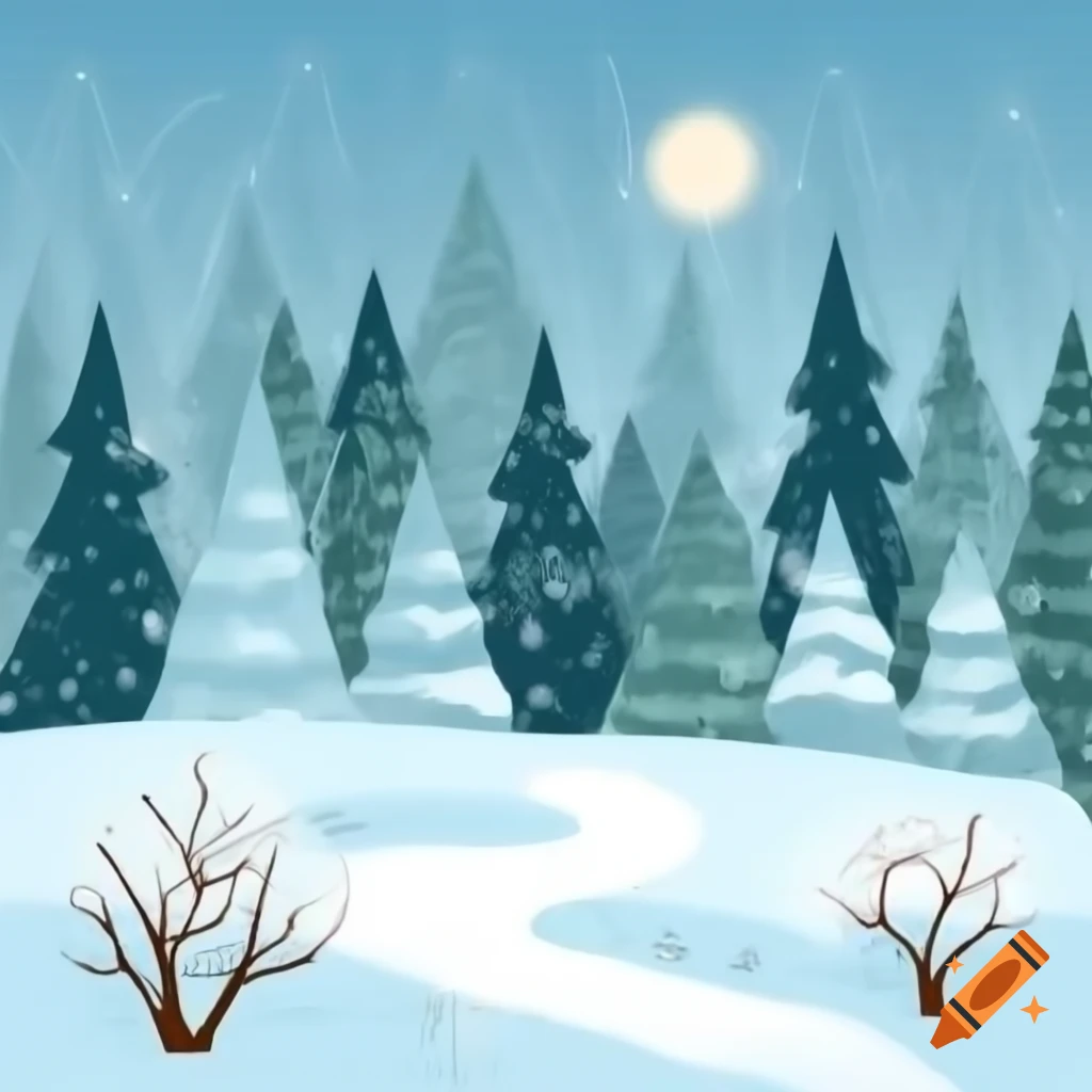 Snowy winter forest landscape