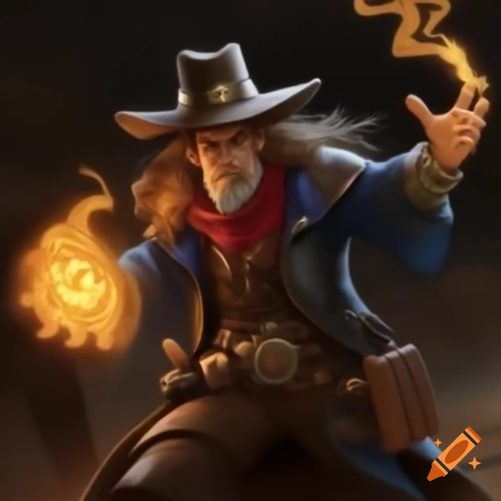 Cowboy wizard using magical powers