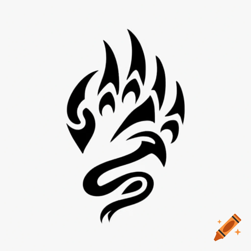 Black and white tribal design of a dragon's paw