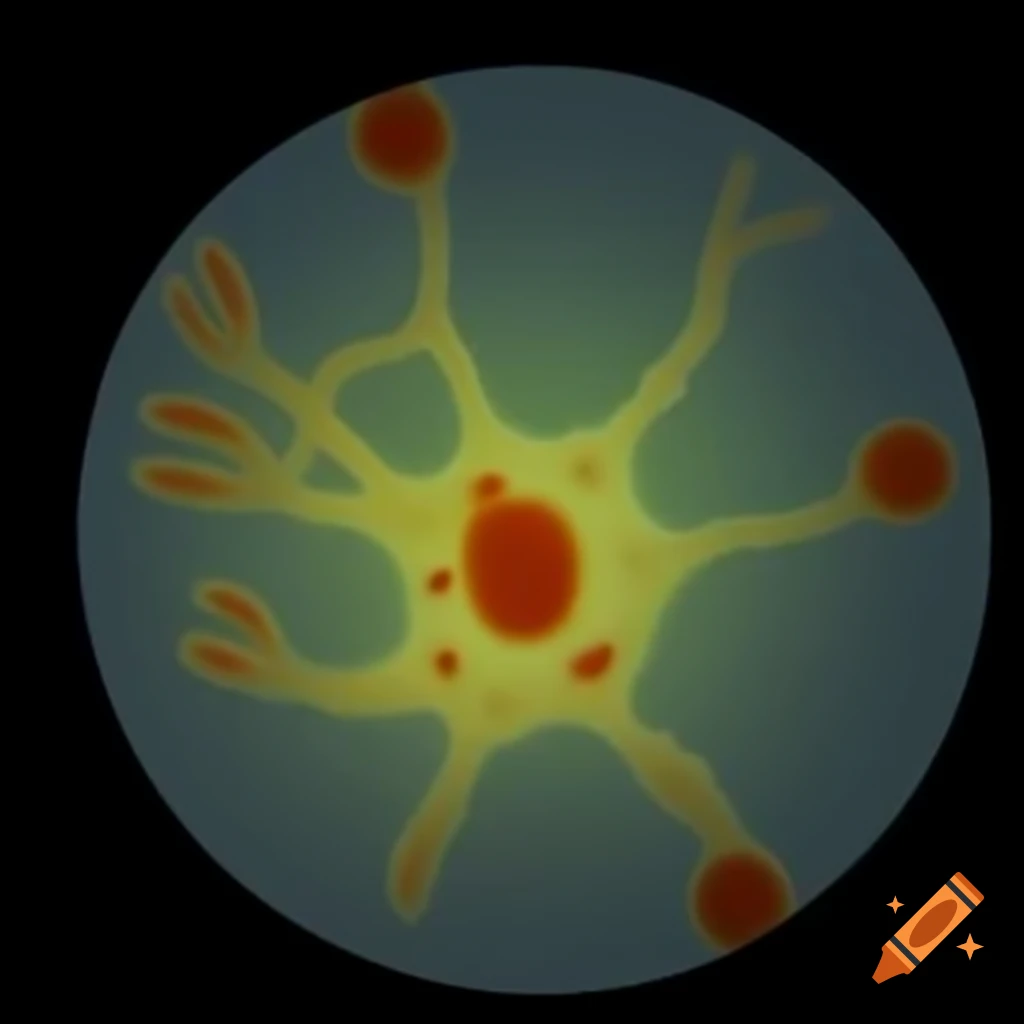 Microscopic view of dry amoeba with interconnected organs