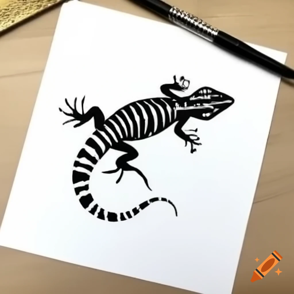Detailed stencil of a lizard for artistic application