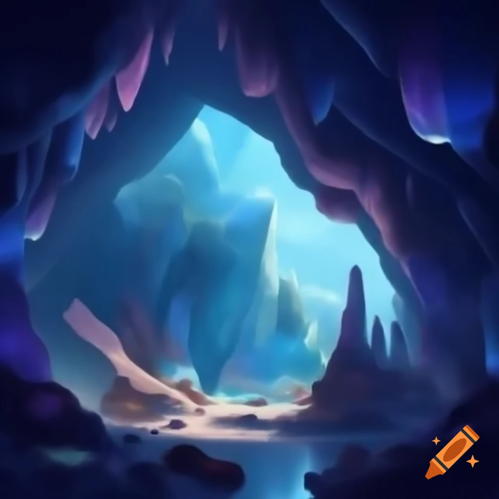 Sparkling crystal cave illuminated by natural light