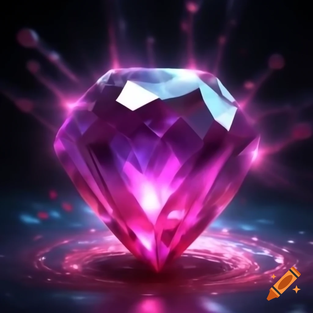 Vibrant pink gem radiating shimmering energy