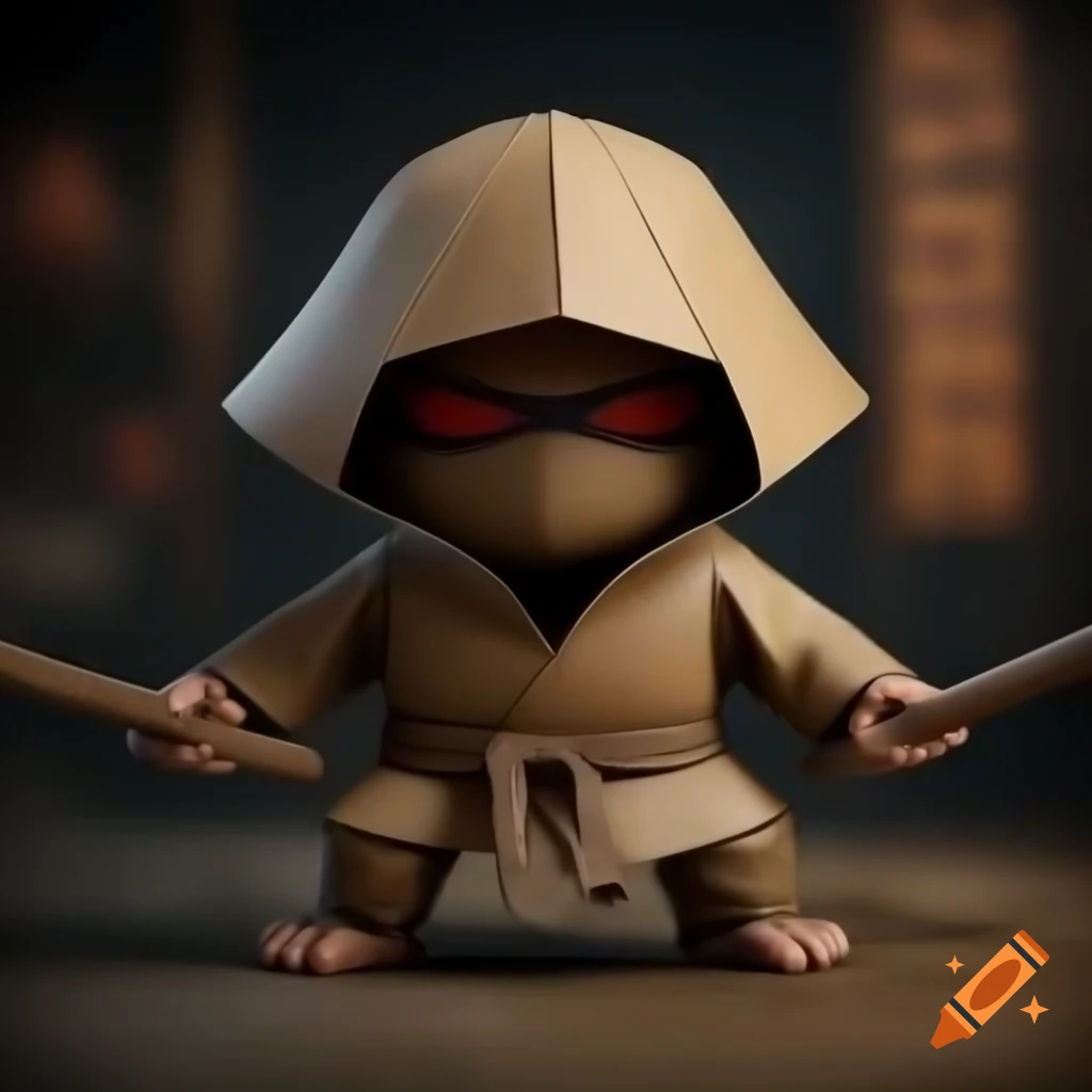 Cardboard ninja figure in creative design
