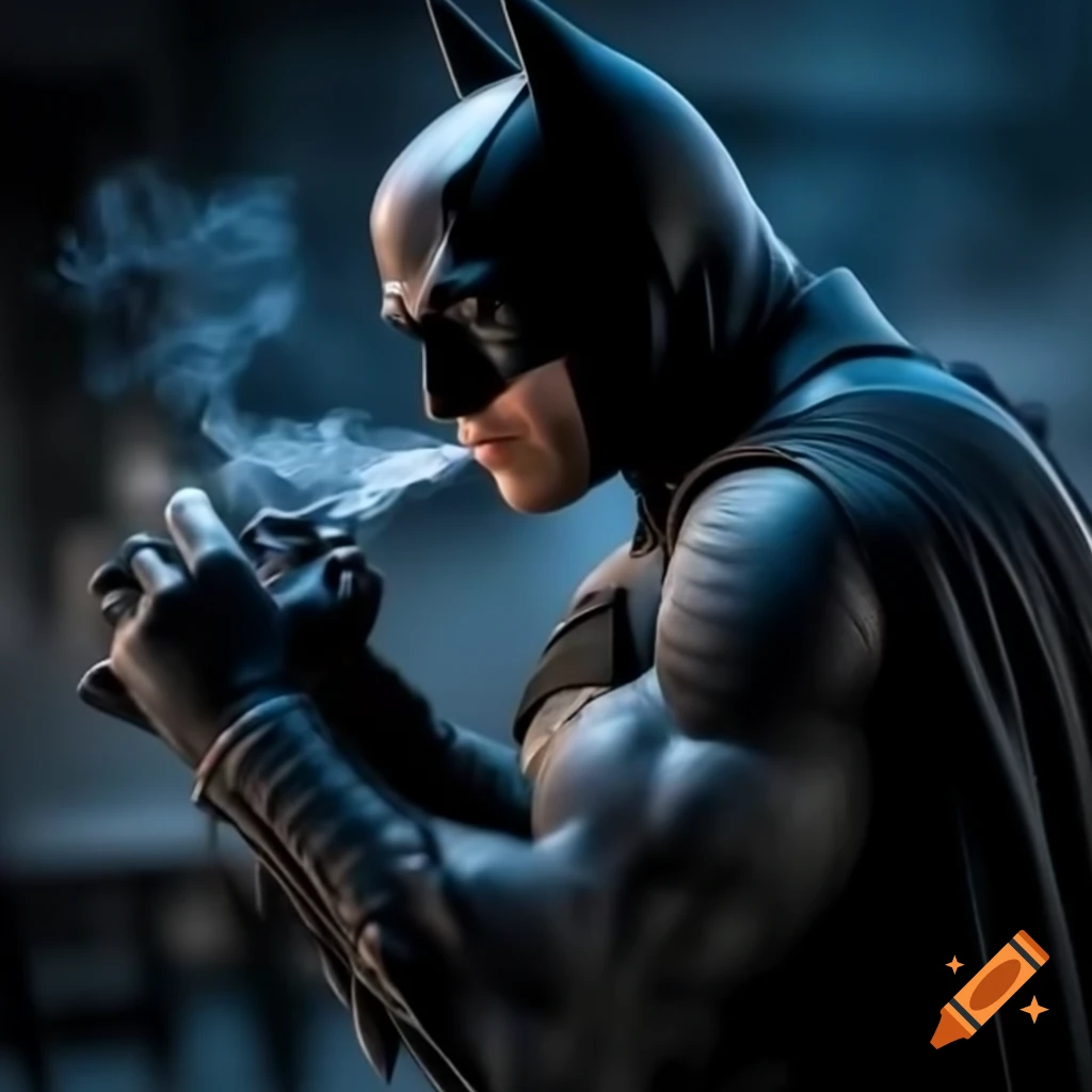 Batman performing vape trick on Craiyon