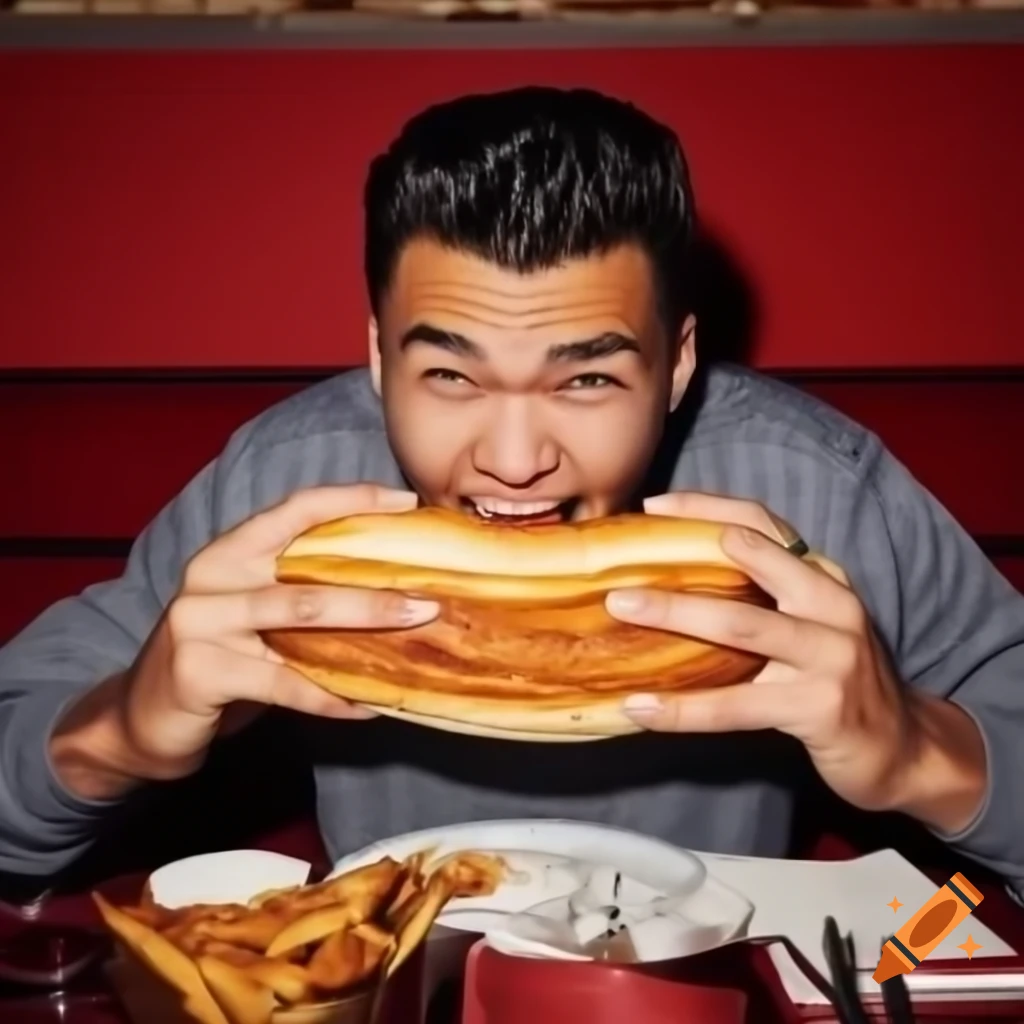 Person enjoying a hotdog