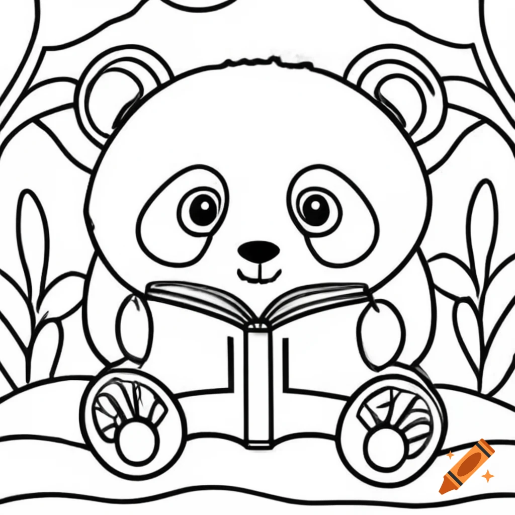 Panda illustration for coloring book