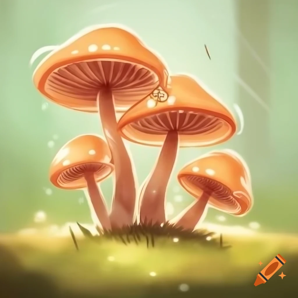 Hand-drawn cozy mushrooms illustration with cottagecore aesthetic