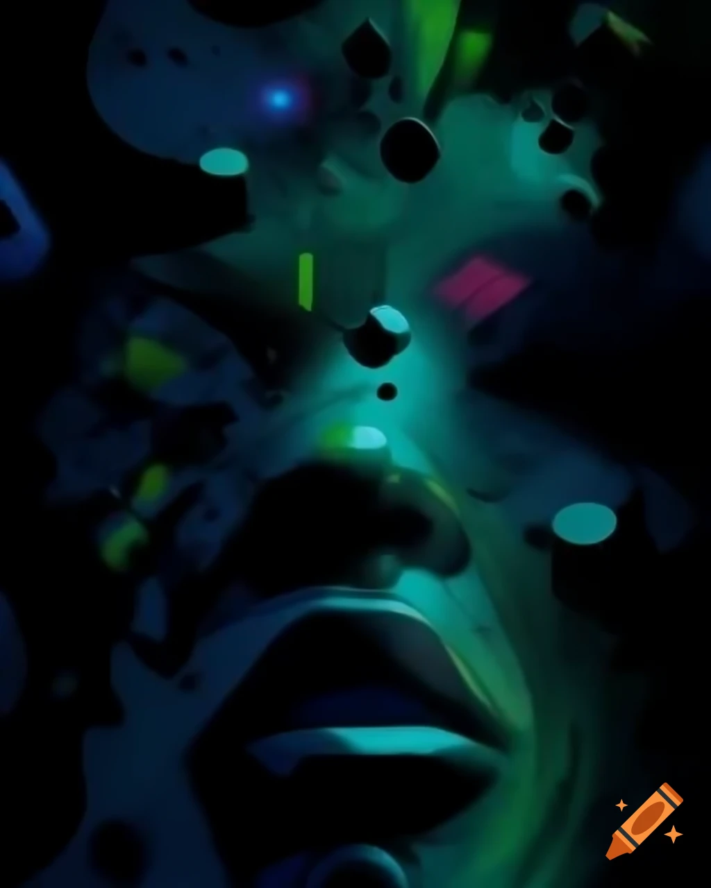 Vibrant abstract realm with dynamic shapes and colors on Craiyon