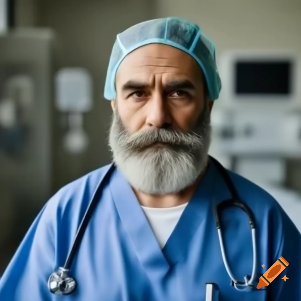 Male trauma nurse with beard