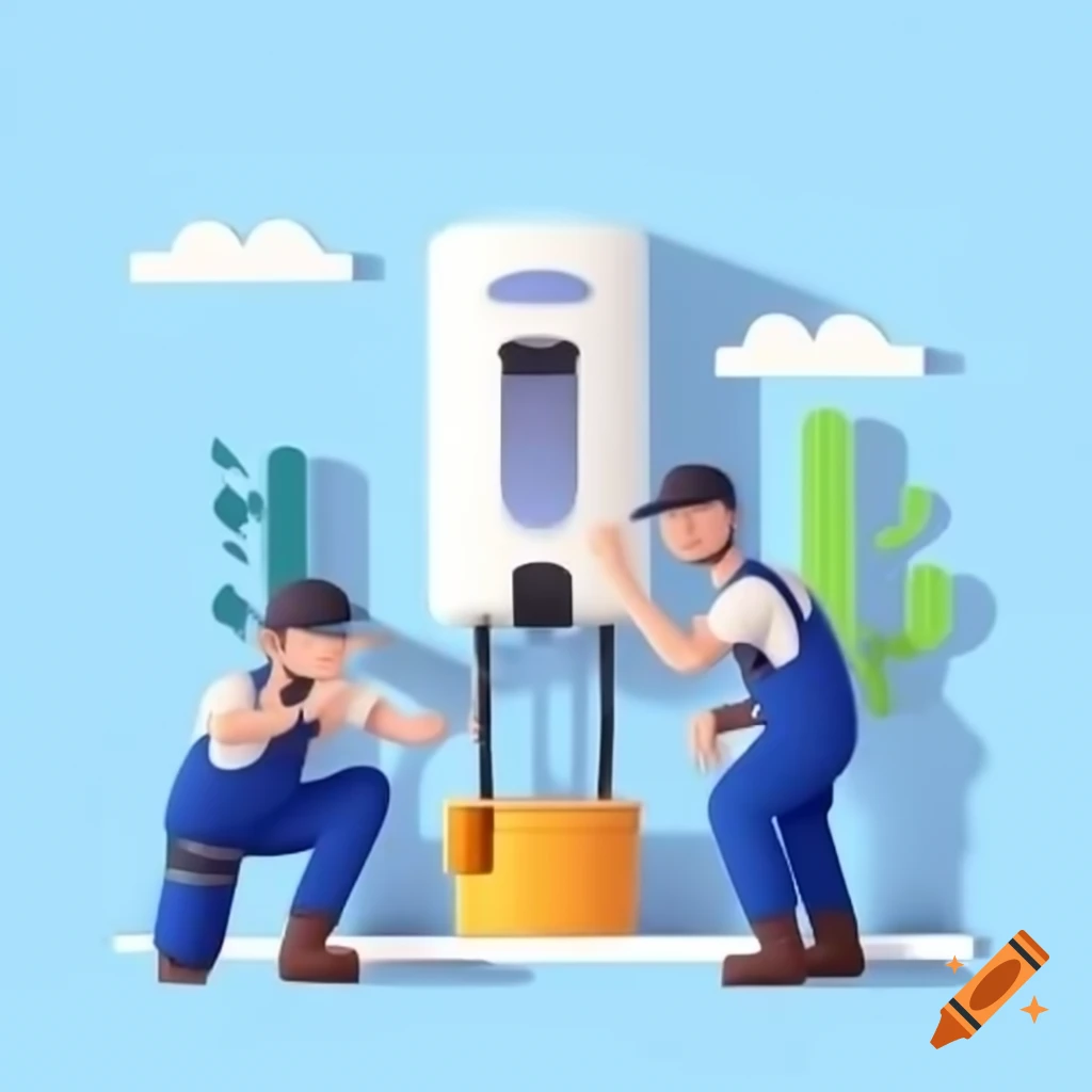 Repairman installing water purifier
