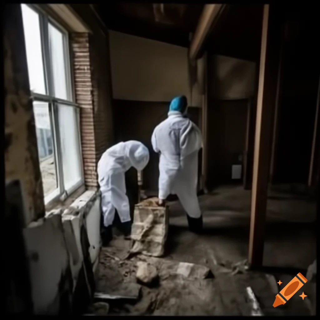 Person removing asbestos from UK home wearing protective gear