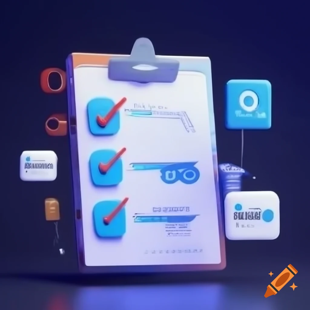 Checklist on computer screen with items for digital security and maintenance