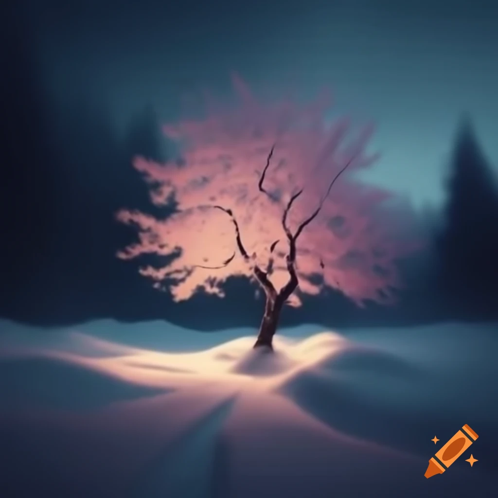 Photorealistic nature scenery evoking spring atmosphere with wintery elements