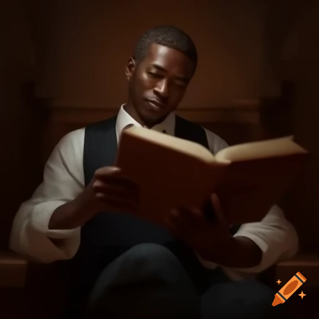 Black man engaged in reading a book