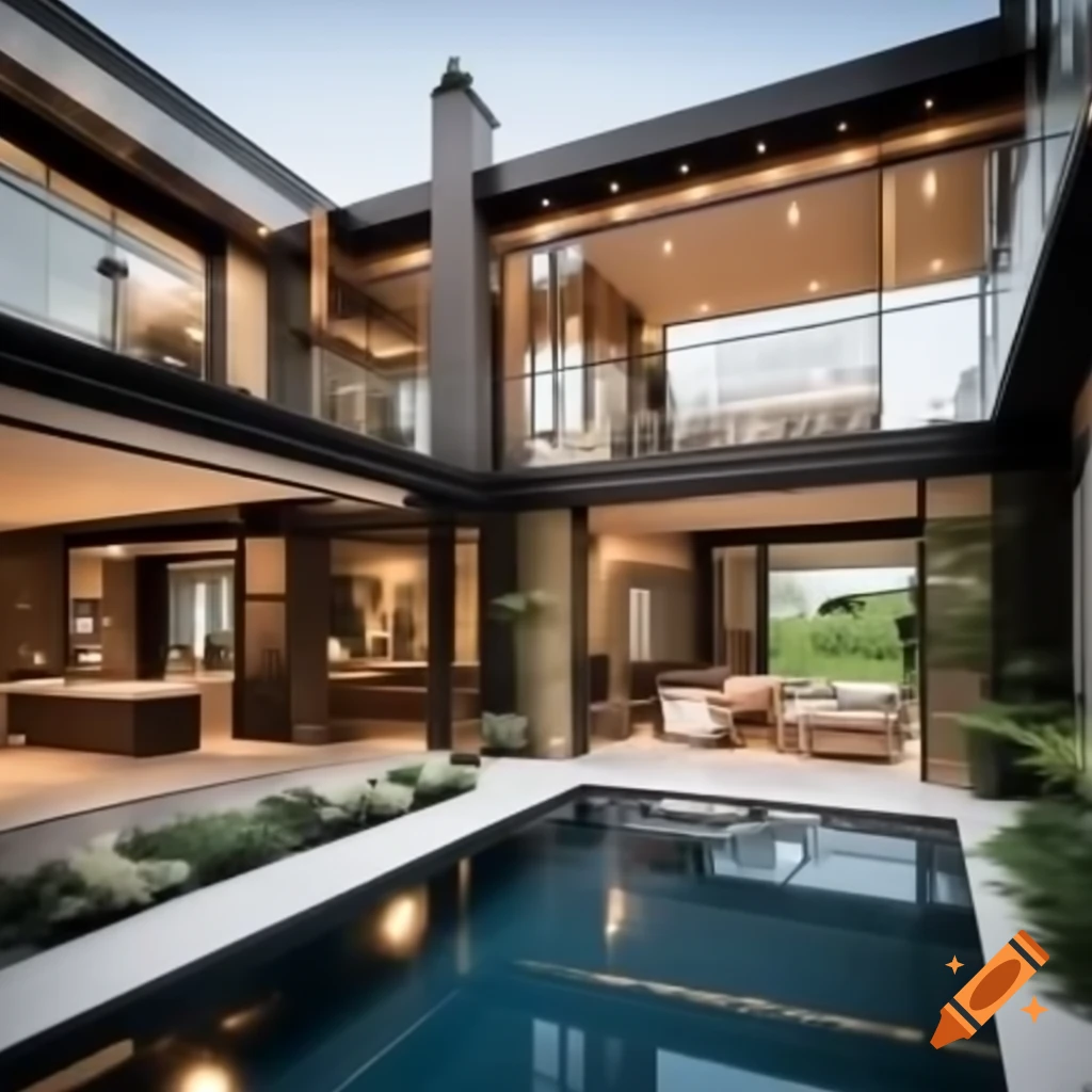 Ultra-realistic images of luxury home showcasing architectural details ...
