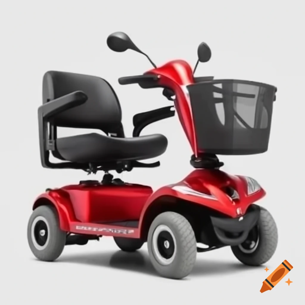 Red and black mobility scooter