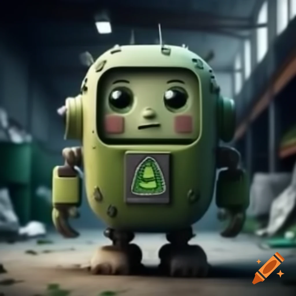 Cute robot mascot for recycling company in modern design
