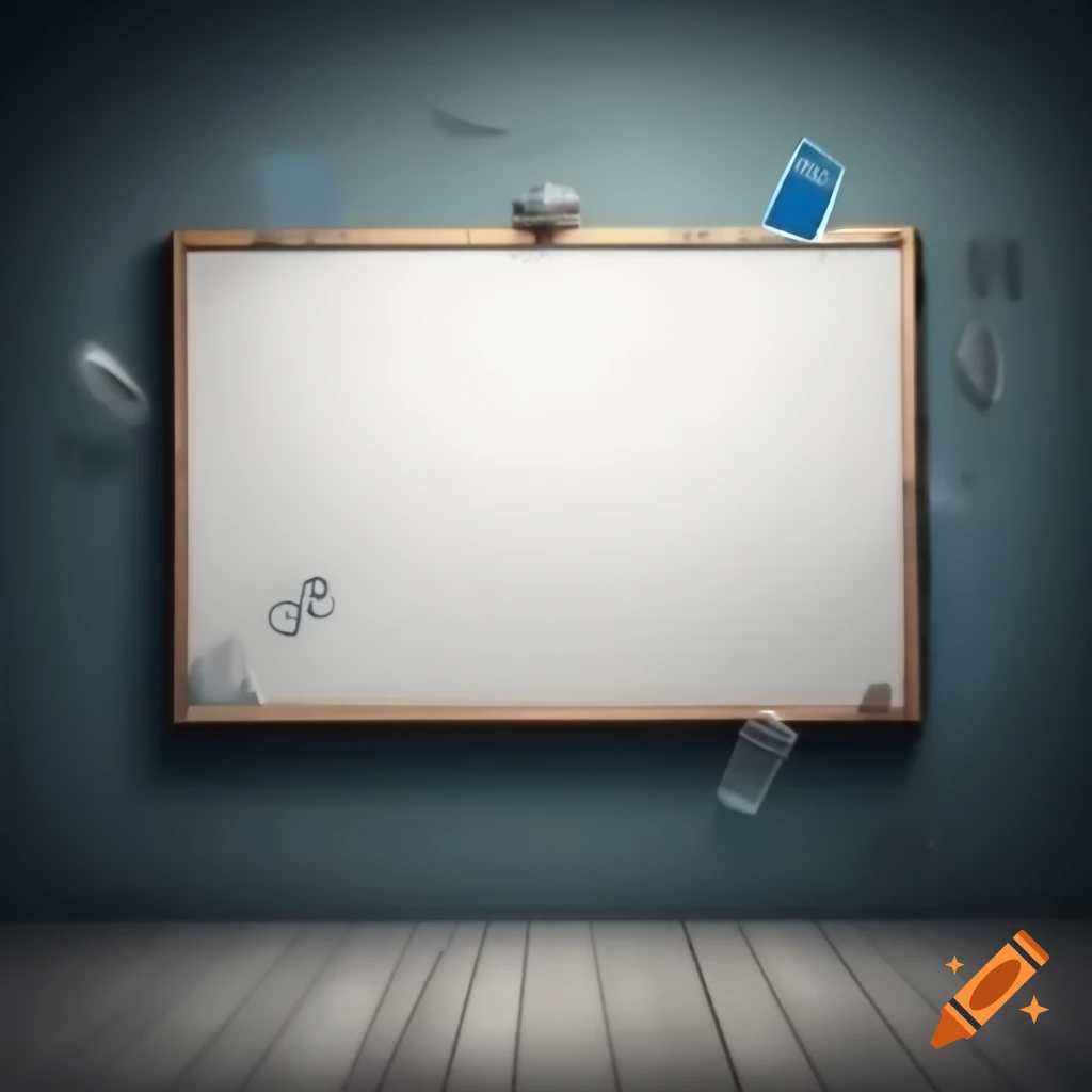 Empty whiteboard surrounded by data science tools icons like python r